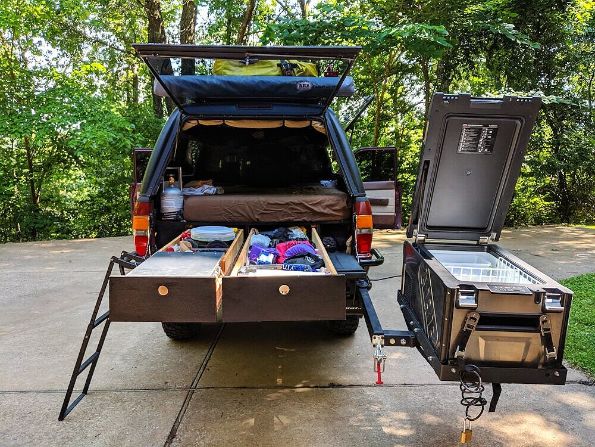 truck bed camping setup